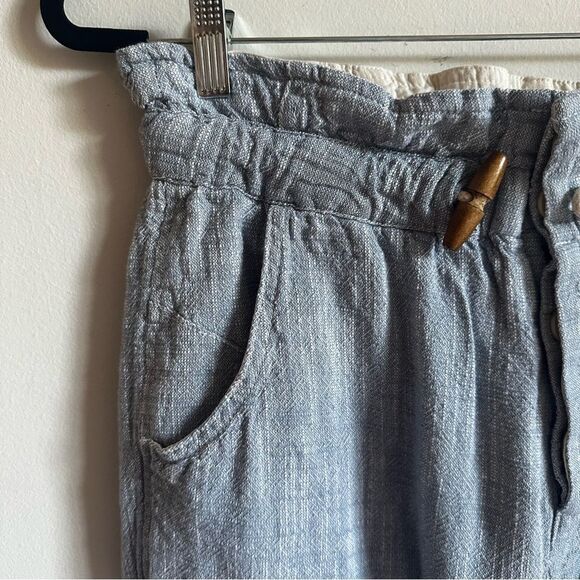 Free People Paradise High Rise Blue Pants Size Small Cotton Linen Blend - Picture 8 of 12